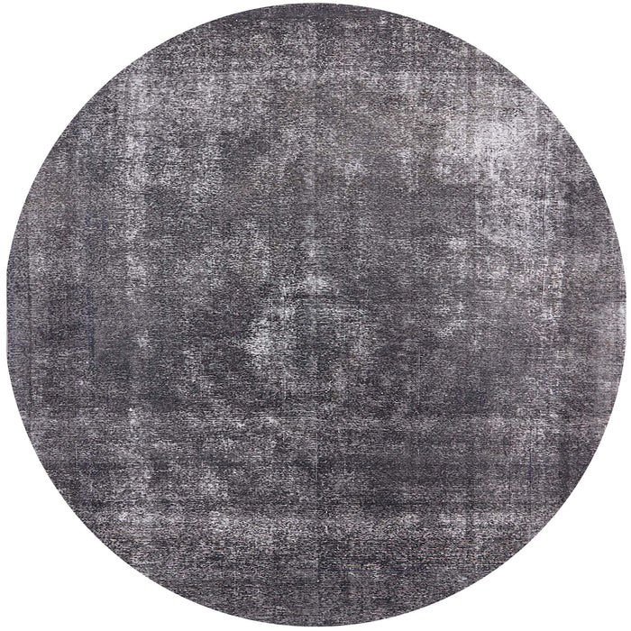 Round Machine Washable Industrial Modern Gunmetal Gray Rug, wshurb2204
