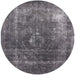 Round Machine Washable Industrial Modern Gunmetal Gray Rug, wshurb2204