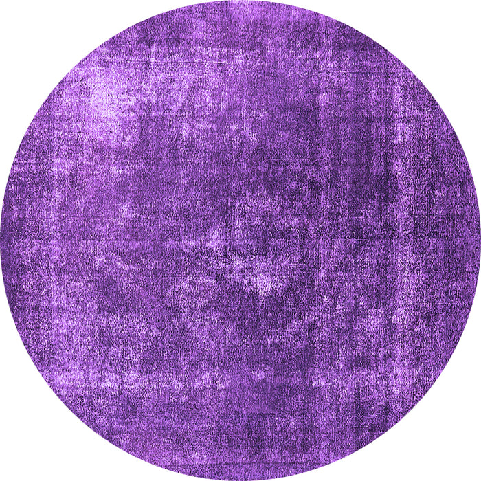 Round Machine Washable Oriental Purple Industrial Area Rugs, wshurb2204pur