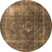 Round Oriental Brown Industrial Rug, urb2204brn