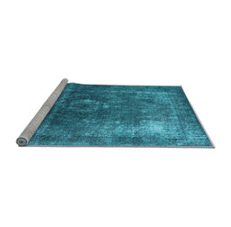 Sideview of Machine Washable Oriental Light Blue Industrial Rug, wshurb2204lblu