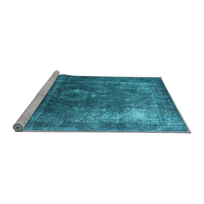 Sideview of Machine Washable Oriental Light Blue Industrial Rug, wshurb2204lblu