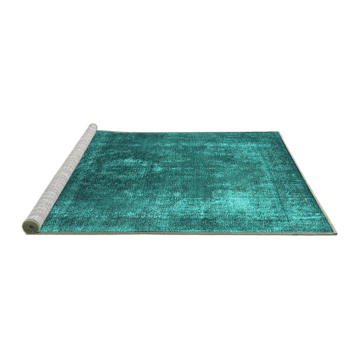 Sideview of Machine Washable Oriental Turquoise Industrial Area Rugs, wshurb2204turq
