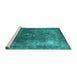 Sideview of Machine Washable Oriental Turquoise Industrial Area Rugs, wshurb2204turq