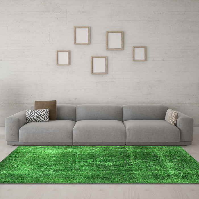 Machine Washable Oriental Green Industrial Area Rugs in a Living Room,, wshurb2204grn