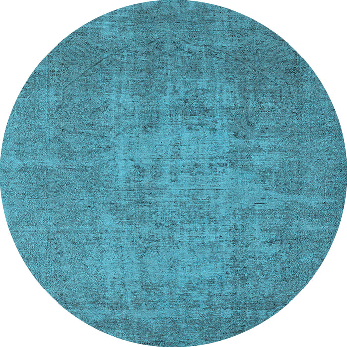 Round Machine Washable Oriental Light Blue Industrial Rug, wshurb2205lblu
