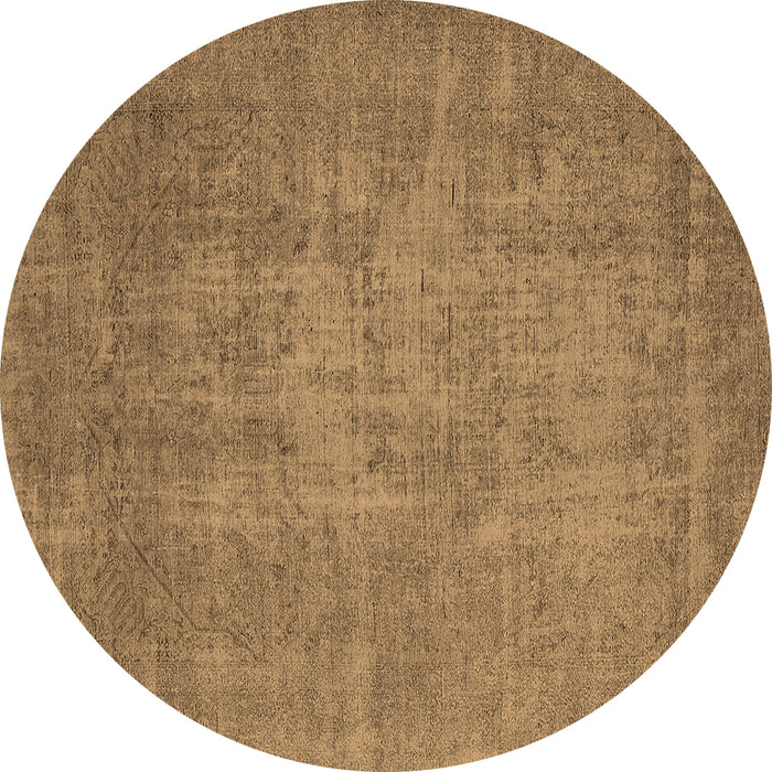 Round Oriental Brown Industrial Rug, urb2205brn