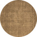 Round Oriental Brown Industrial Rug, urb2205brn