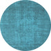 Round Oriental Light Blue Industrial Rug, urb2205lblu