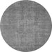 Round Machine Washable Oriental Gray Industrial Rug, wshurb2205gry