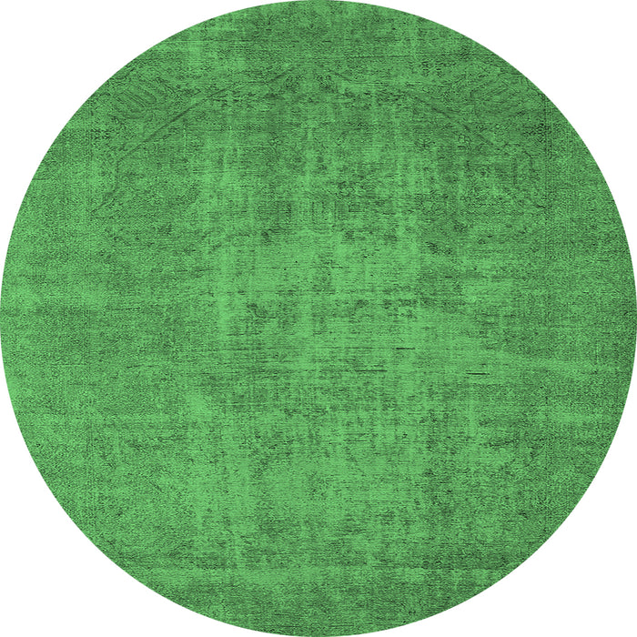 Round Oriental Emerald Green Industrial Rug, urb2205emgrn