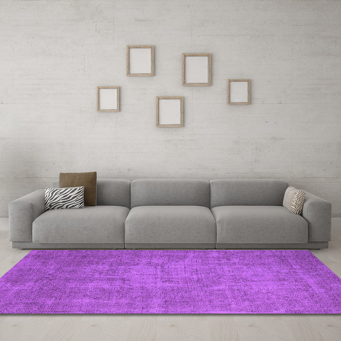 Machine Washable Oriental Purple Industrial Area Rugs in a Living Room, wshurb2205pur