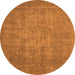 Round Machine Washable Oriental Orange Industrial Area Rugs, wshurb2205org