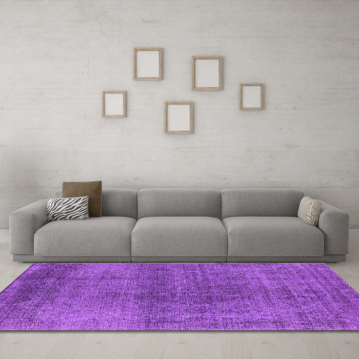 Machine Washable Oriental Purple Industrial Area Rugs in a Living Room, wshurb2206pur