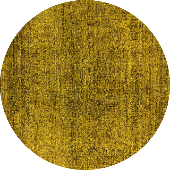 Round Oriental Yellow Industrial Rug, urb2206yw