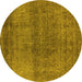 Round Oriental Yellow Industrial Rug, urb2206yw