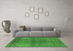 Machine Washable Oriental Green Industrial Area Rugs in a Living Room,, wshurb2206grn