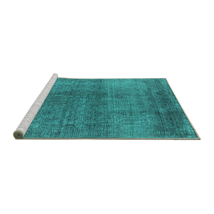 Sideview of Machine Washable Oriental Turquoise Industrial Area Rugs, wshurb2206turq
