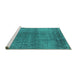 Sideview of Machine Washable Oriental Turquoise Industrial Area Rugs, wshurb2206turq