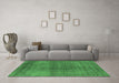 Machine Washable Oriental Emerald Green Industrial Area Rugs in a Living Room,, wshurb2206emgrn