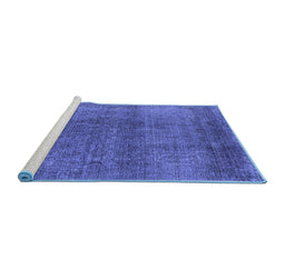 Sideview of Machine Washable Oriental Blue Industrial Rug, wshurb2206blu