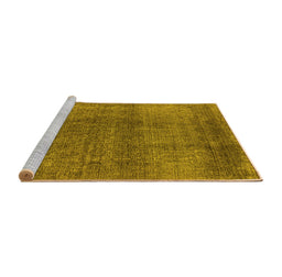 Sideview of Machine Washable Oriental Yellow Industrial Rug, wshurb2206yw