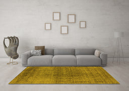 Machine Washable Oriental Yellow Industrial Rug in a Living Room, wshurb2206yw