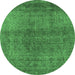 Round Oriental Emerald Green Industrial Rug, urb2206emgrn