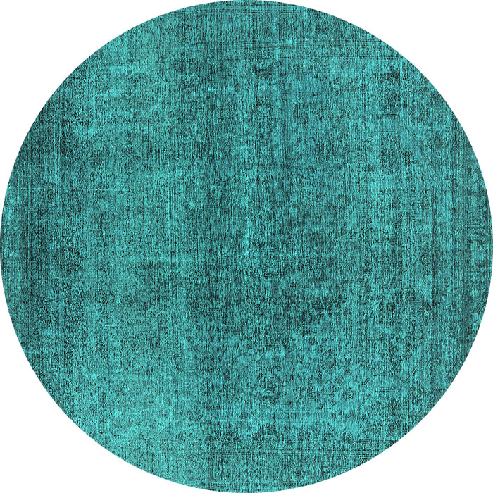 Round Machine Washable Oriental Turquoise Industrial Area Rugs, wshurb2206turq