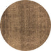 Round Oriental Brown Industrial Rug, urb2206brn