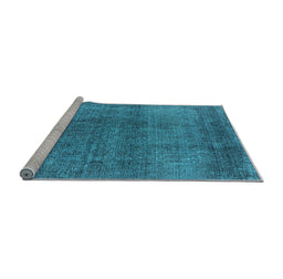 Sideview of Machine Washable Oriental Light Blue Industrial Rug, wshurb2206lblu
