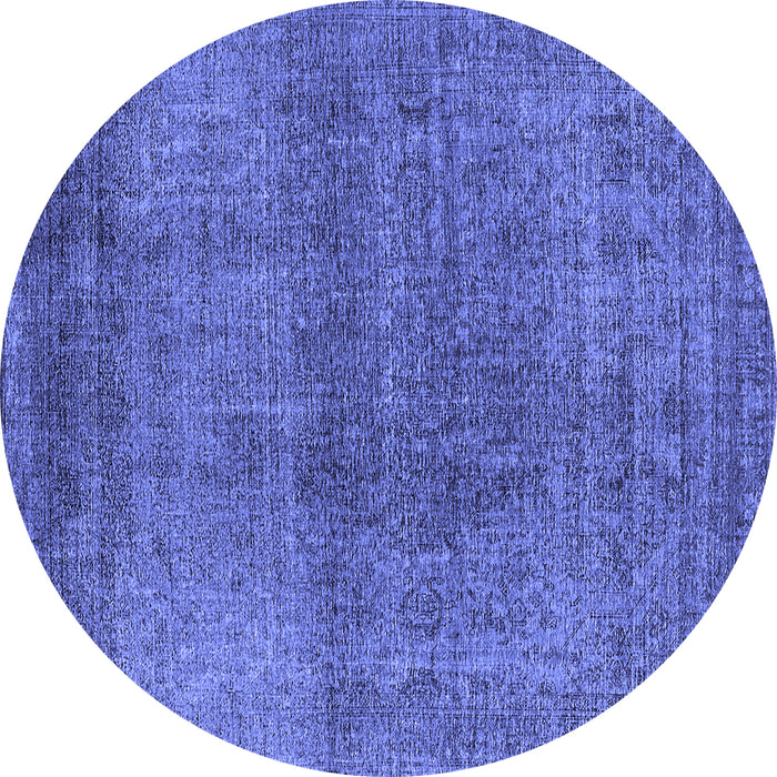 Round Oriental Blue Industrial Rug, urb2206blu