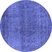 Round Oriental Blue Industrial Rug, urb2206blu