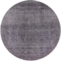 Round Machine Washable Industrial Modern Carbon Gray Rug, wshurb2206