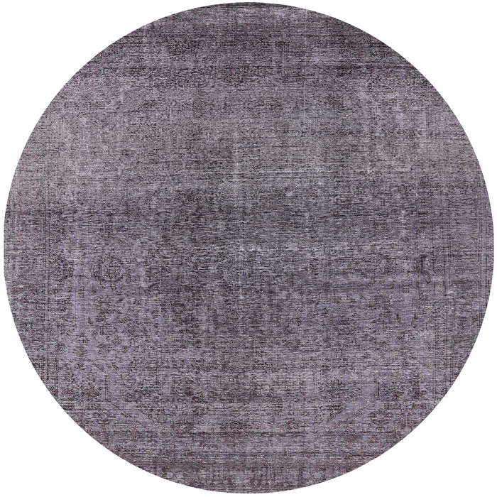 Round Machine Washable Industrial Modern Carbon Gray Rug, wshurb2206