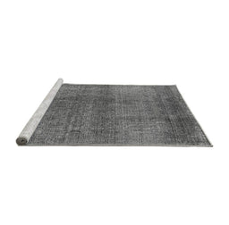 Sideview of Machine Washable Oriental Gray Industrial Rug, wshurb2206gry