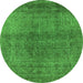 Round Oriental Green Industrial Rug, urb2206grn