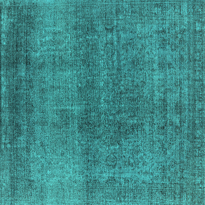 Square Machine Washable Oriental Turquoise Industrial Area Rugs, wshurb2206turq