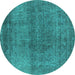 Round Oriental Turquoise Industrial Rug, urb2206turq