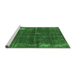 Sideview of Machine Washable Oriental Green Industrial Area Rugs, wshurb2207grn