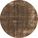 Round Oriental Brown Industrial Rug, urb2207brn