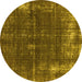 Round Oriental Yellow Industrial Rug, urb2207yw