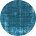 Round Oriental Light Blue Industrial Rug, urb2207lblu