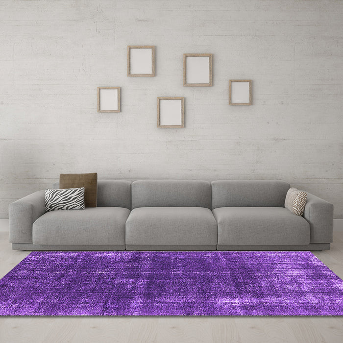 Machine Washable Oriental Purple Industrial Area Rugs in a Living Room, wshurb2207pur