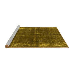 Sideview of Machine Washable Oriental Yellow Industrial Rug, wshurb2207yw