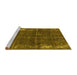 Sideview of Machine Washable Oriental Yellow Industrial Rug, wshurb2207yw