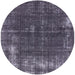 Round Mid-Century Modern Plum Purple Oriental Rug, urb2207