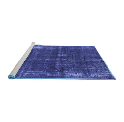 Sideview of Machine Washable Oriental Blue Industrial Rug, wshurb2207blu