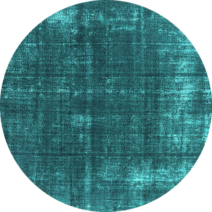 Round Machine Washable Oriental Turquoise Industrial Area Rugs, wshurb2207turq