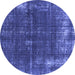 Round Oriental Blue Industrial Rug, urb2207blu